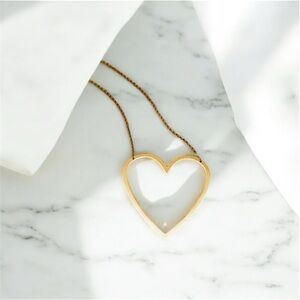 Gold Heart Pendant Necklace Minimalist Design